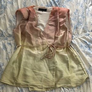Zara Cream and Tan Sleeveless Top